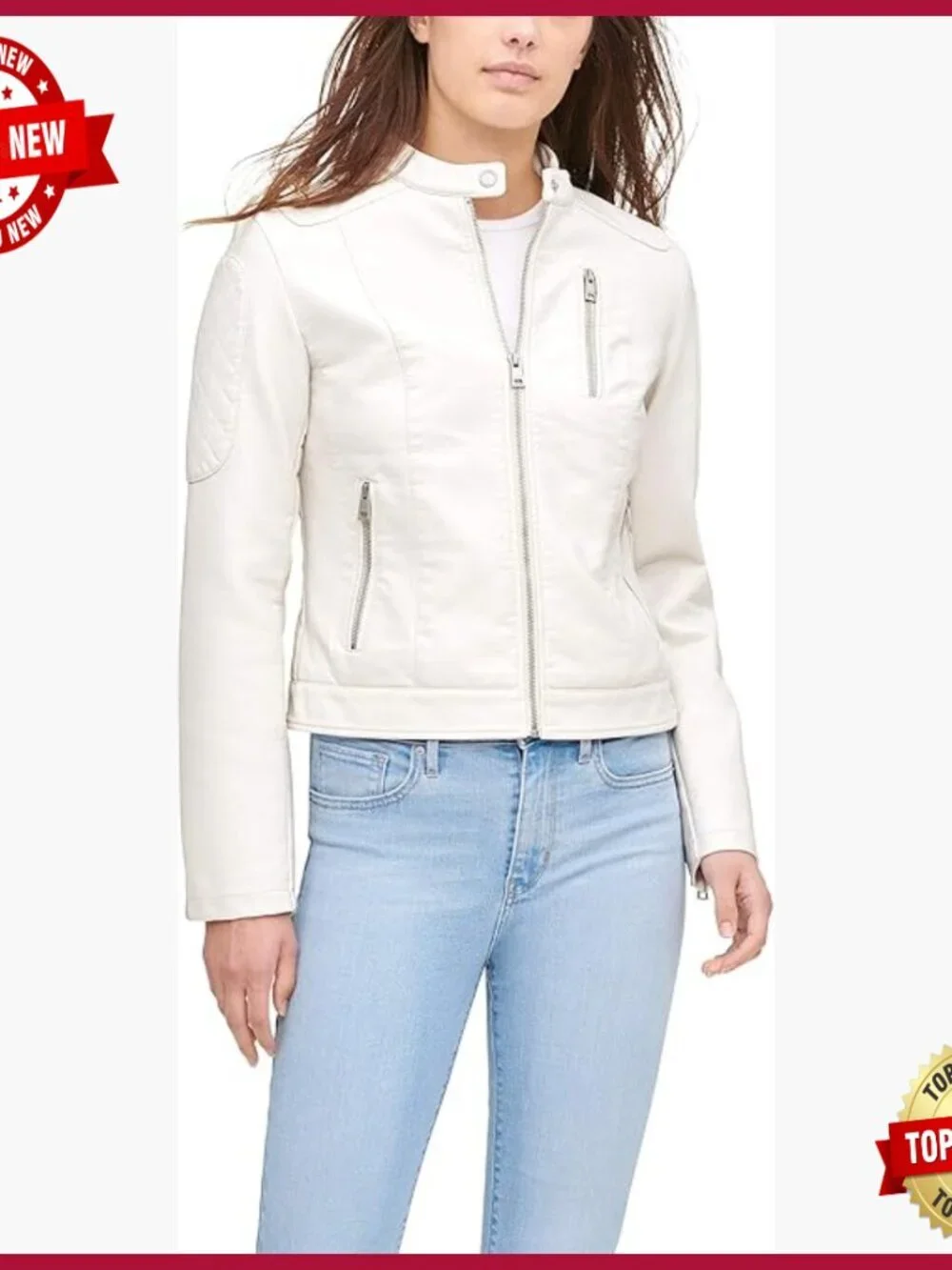 Faux Leather Motocross Racer Jacket, Standard and Plus Sizes
